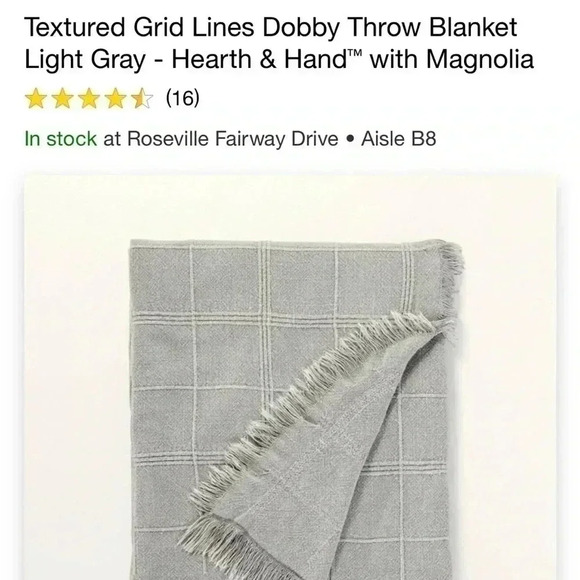 NWOT HEARTH & HAND TEXTURED GRID THROW BLANKET - Picture 5 of 5